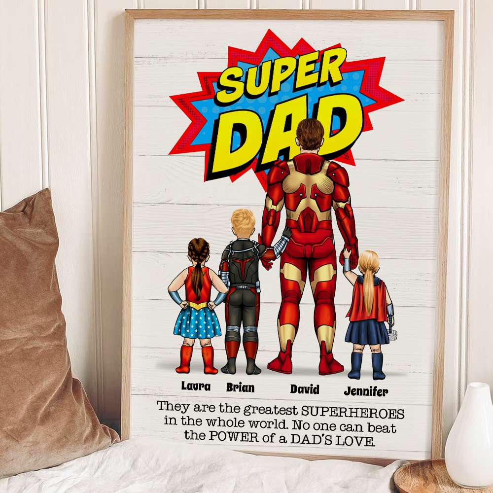 Personalized Gifts For Dad Canvas Poster No One Can Beat Super Dad Father's Day Gifts