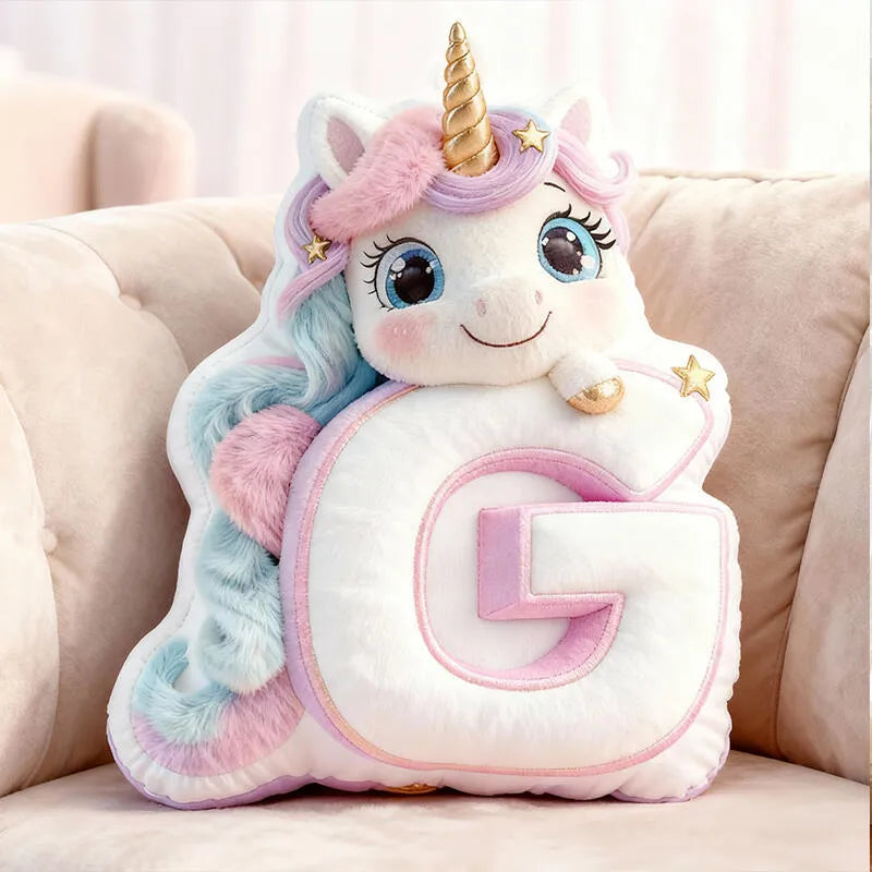 Personalized Letter-Shaped Unicorn Pillow Christmas Gift for Baby
