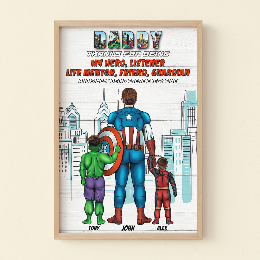 Mommy Daddy Thanks For Being My Hero Listener Life Mentor Friend Guardian And Simply Being There Every Time, Dad Mom Poster Canvas