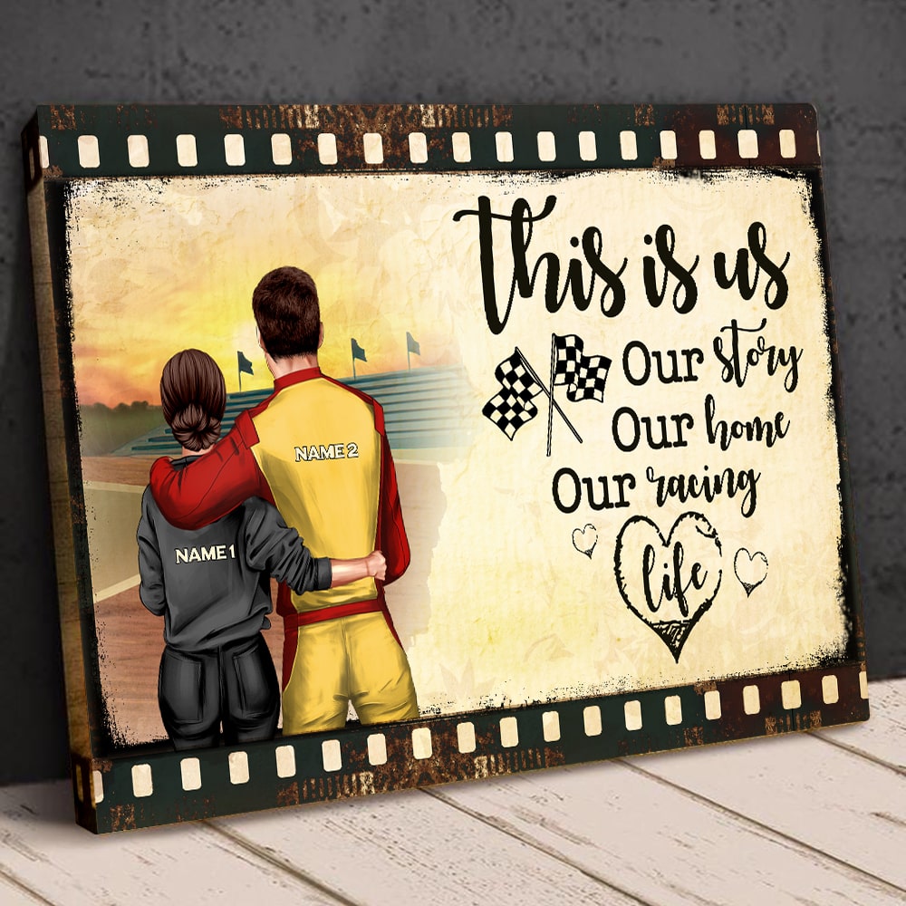 Personalized Racing Couple - Film Frame Canvas Prints - This Is Us, Our Story, Our Home, Our Racing Life dtracing2104