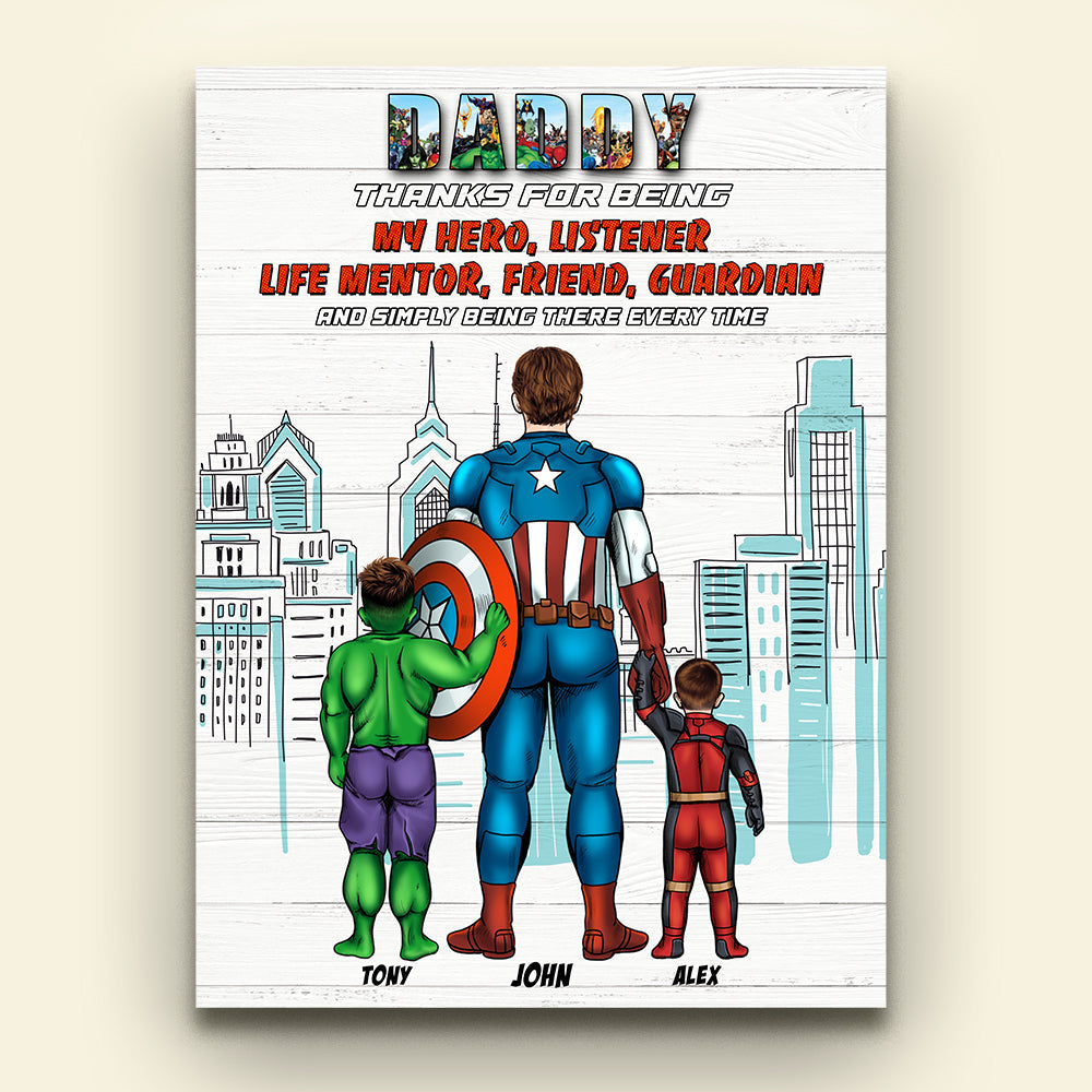 Mommy Daddy Thanks For Being My Hero Listener Life Mentor Friend Guardian And Simply Being There Every Time, Dad Mom Poster Canvas
