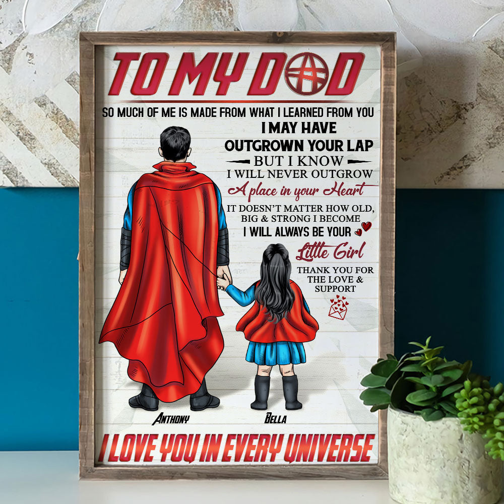 To My Hero Dad, Love You In Every Universe, Personalized Canvas Print, Gifts for Dads
