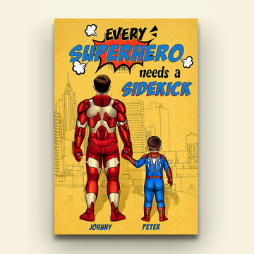 Every Hero Needs A Sidekick, Personalized Canvas Print, Father's Day Gifts For Dad, Grandpa, Uncle