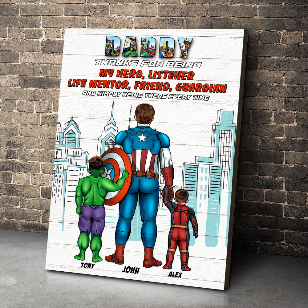 Mommy Daddy Thanks For Being My Hero Listener Life Mentor Friend Guardian And Simply Being There Every Time, Dad Mom Poster Canvas