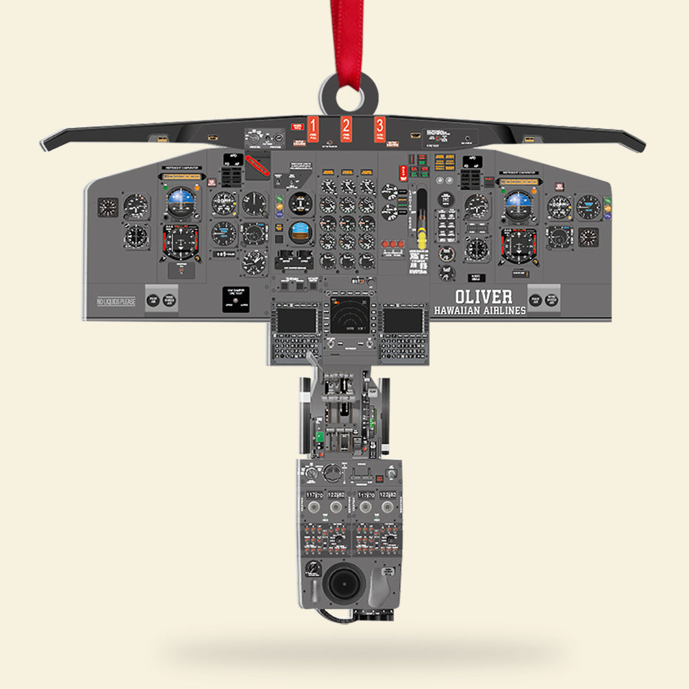 Personalized Plane Dashboard Ornament, Custom Airplane Cockpit, Christmas Tree Decor