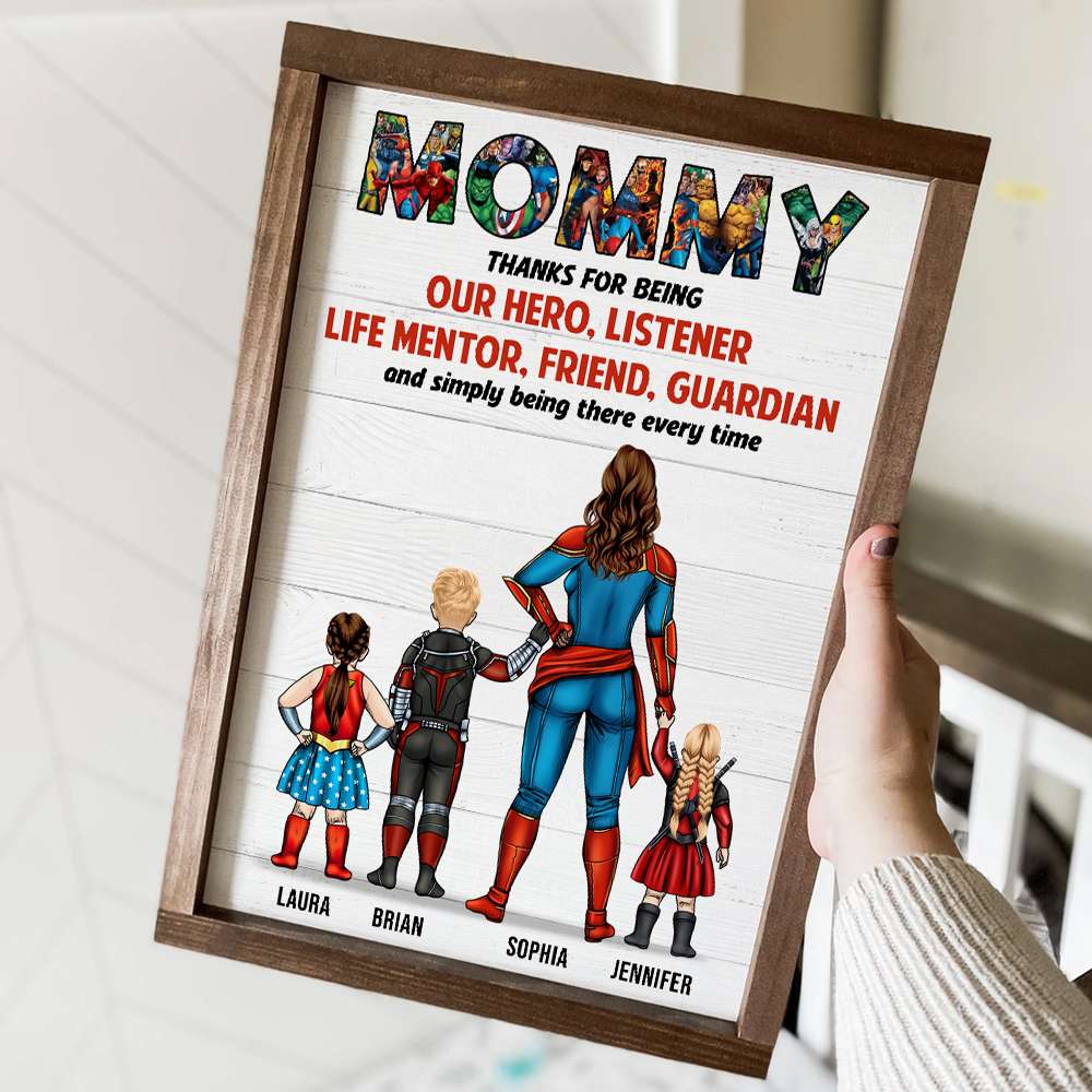 Super Mommy, Thank For Simply Being There Every Time - Personalized Canvas Poster - Gift For Mom