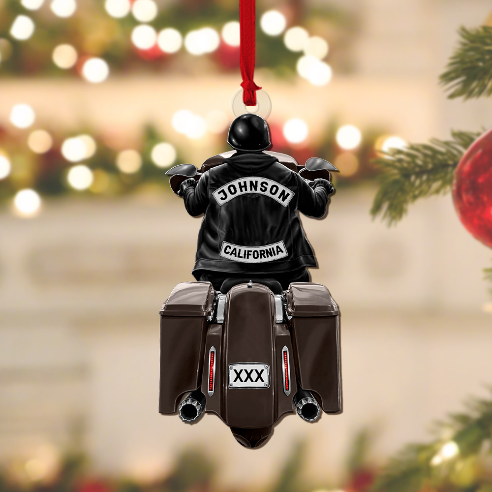 Biker Man Motorcycle Personalized Acrylic Ornament