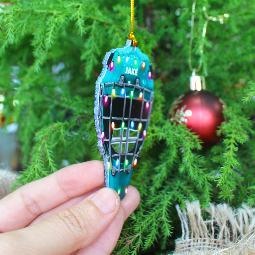 Hockey Ornament - Helmet With Cage - Personalized Gifts for Ice Hockey Lovers
