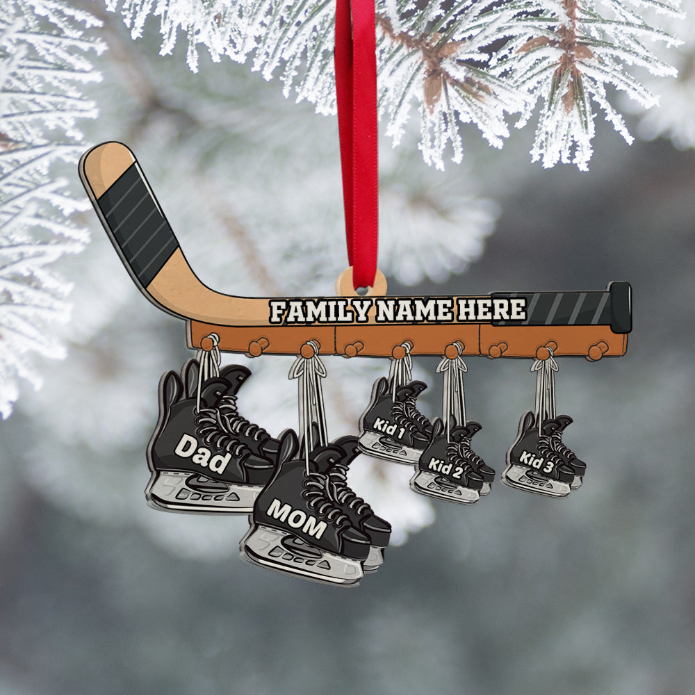 Hockey Family Ornament - Roller Skates Family - Personalized Gifts for Hockey Lovers