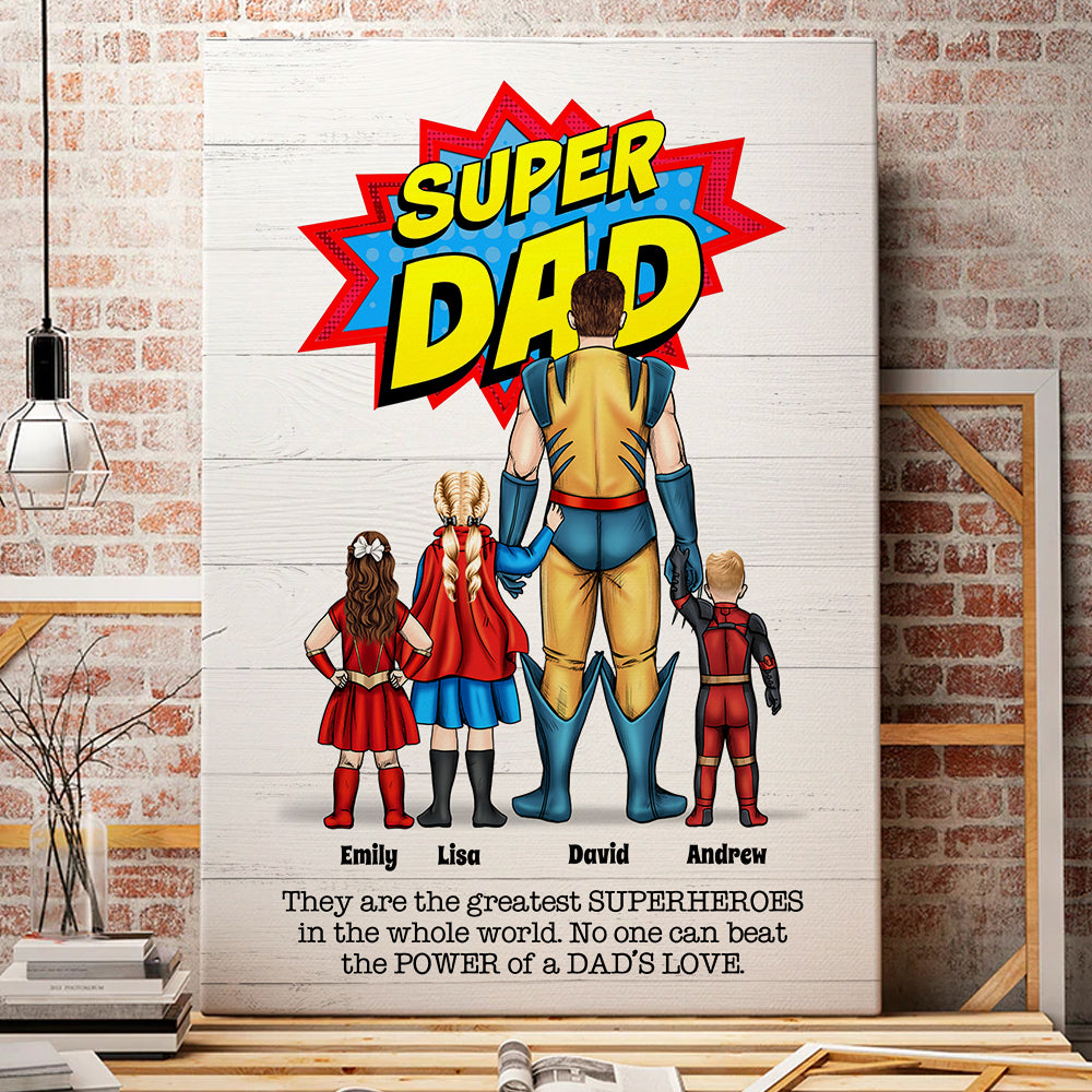 Personalized Gifts For Dad Canvas Poster No One Can Beat Super Dad Father's Day Gifts