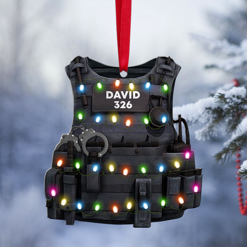 Police Bulletproof Vest - Personalized Christmas Ornament - Gift for Police