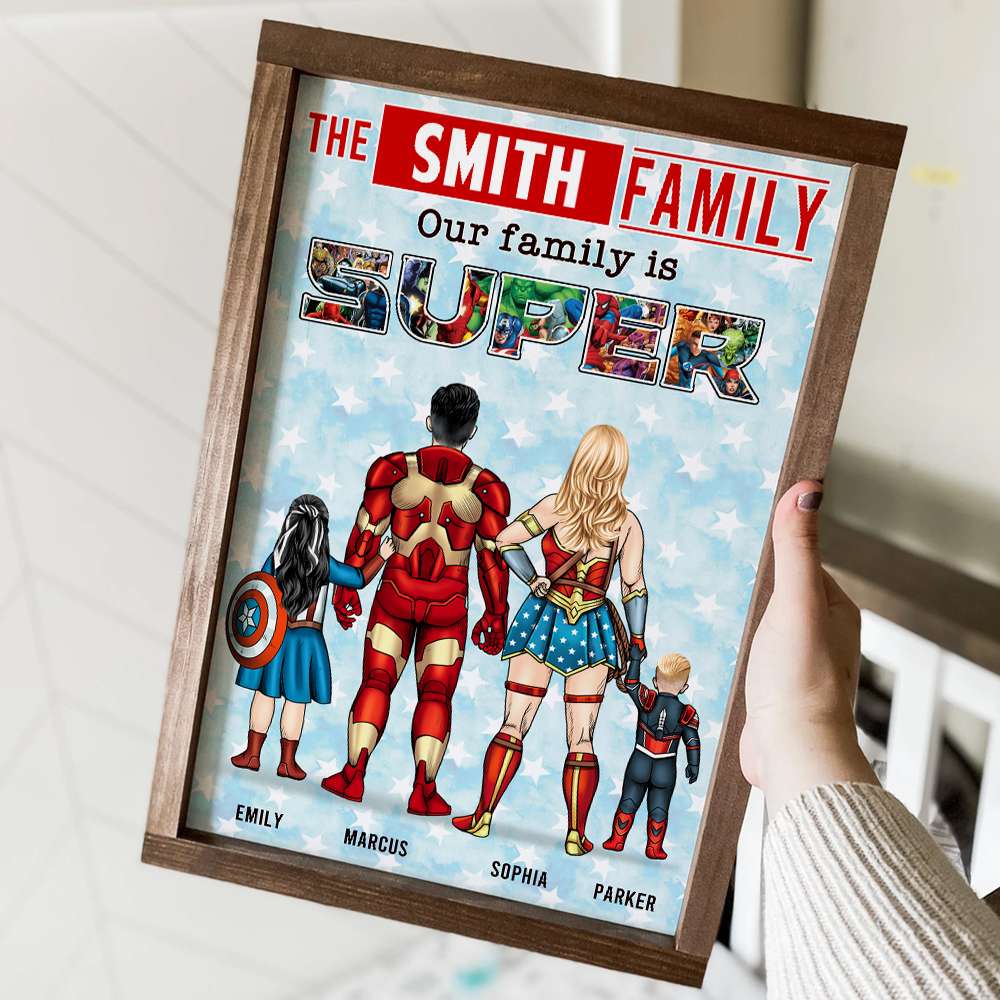 Our Family Is Super - Personalized Canvas Poster - Gifts For Father, Mother