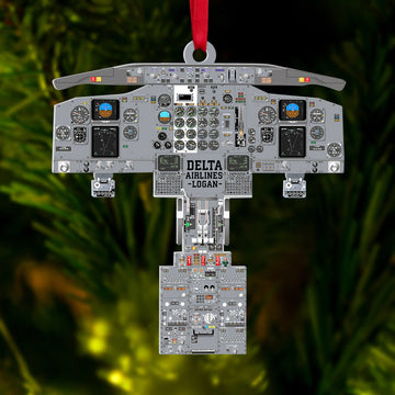 Personalized Plane Dashboard Ornament, Custom Airplane Cockpit, Christmas Tree Decor