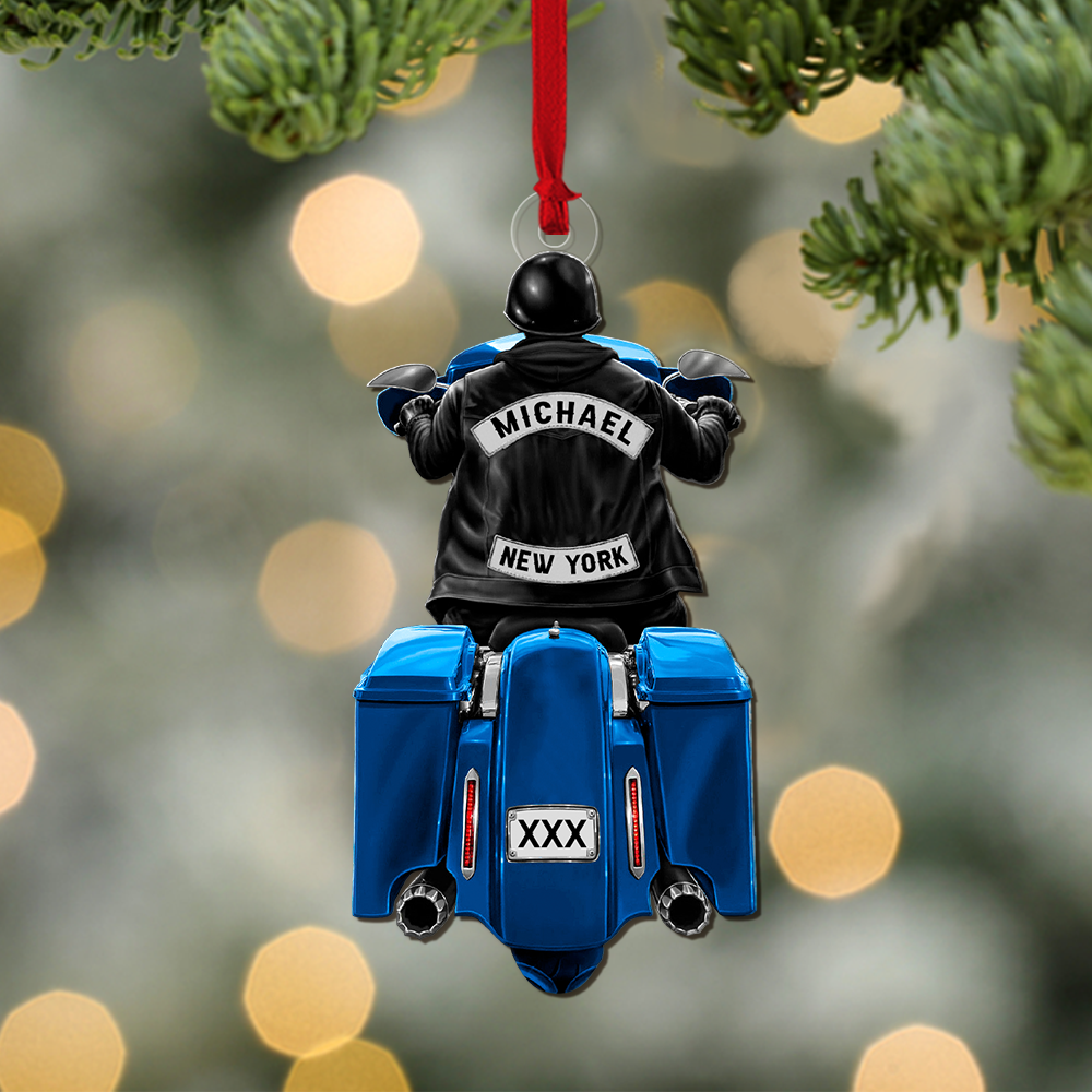 Biker Man Motorcycle Personalized Acrylic Ornament