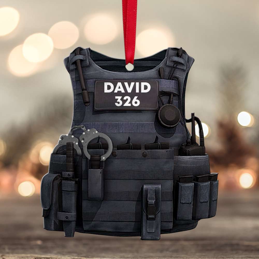 Police Bulletproof Vest Christmas -Personalized Christmas Ornament - Gift for Police