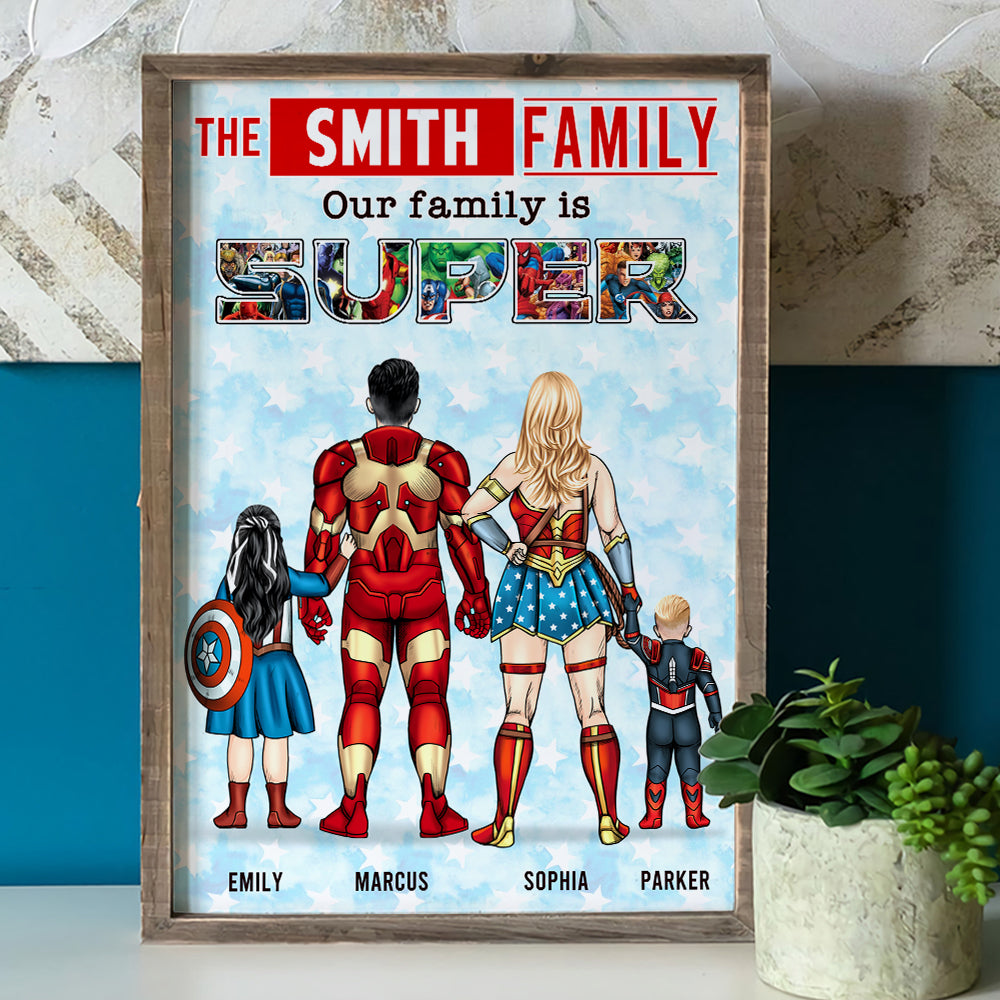 Our Family Is Super - Personalized Canvas Poster - Gifts For Father, Mother