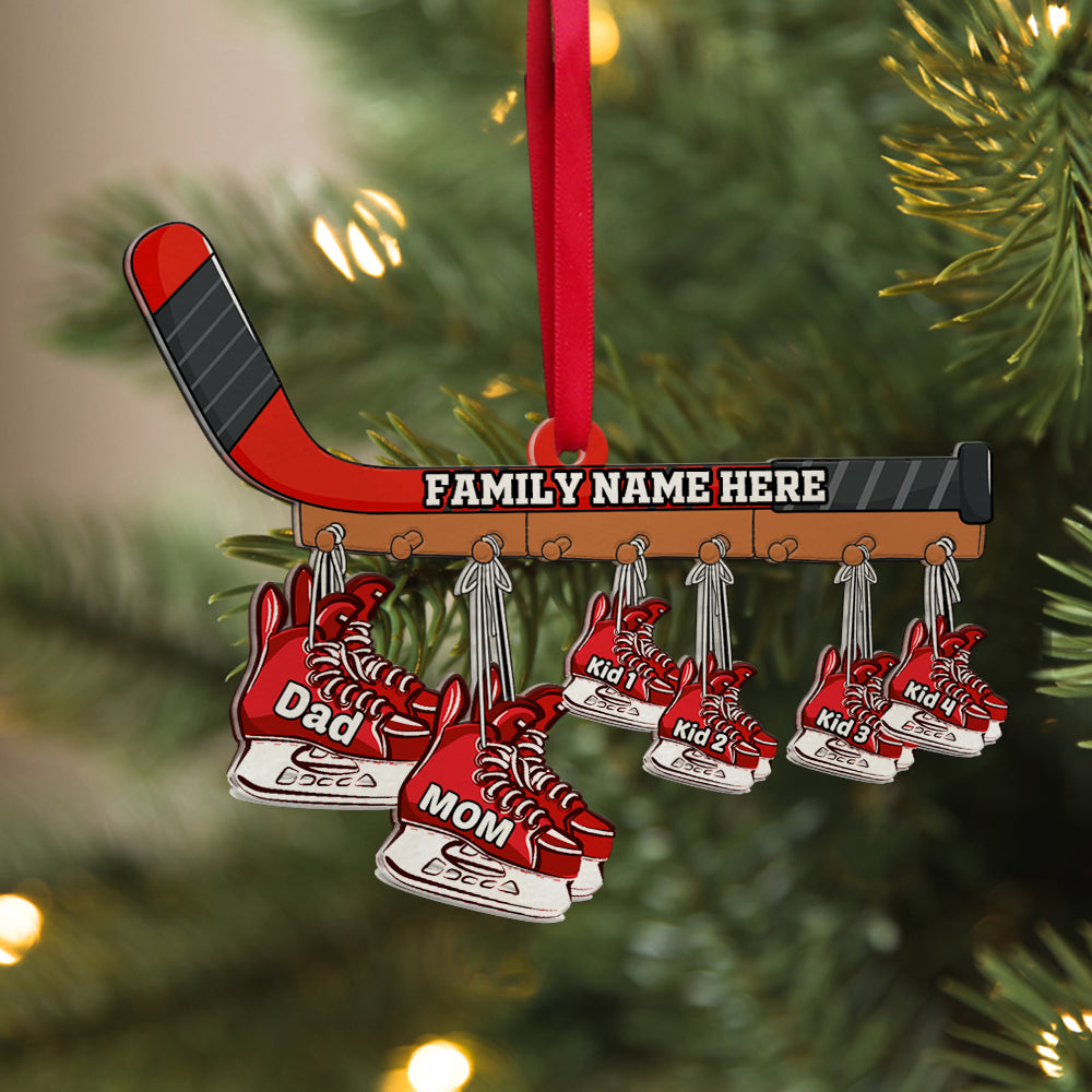Hockey Family Ornament - Roller Skates Family - Personalized Gifts for Hockey Lovers