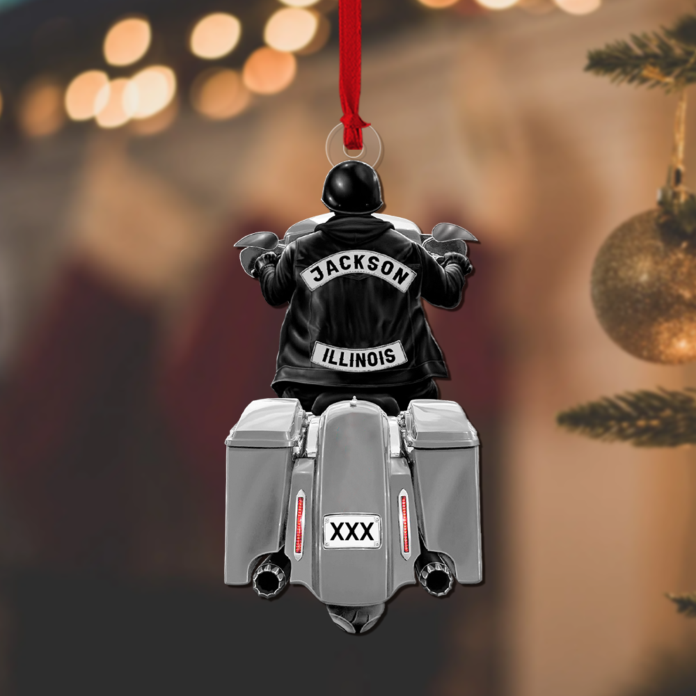 Biker Man Motorcycle Personalized Acrylic Ornament