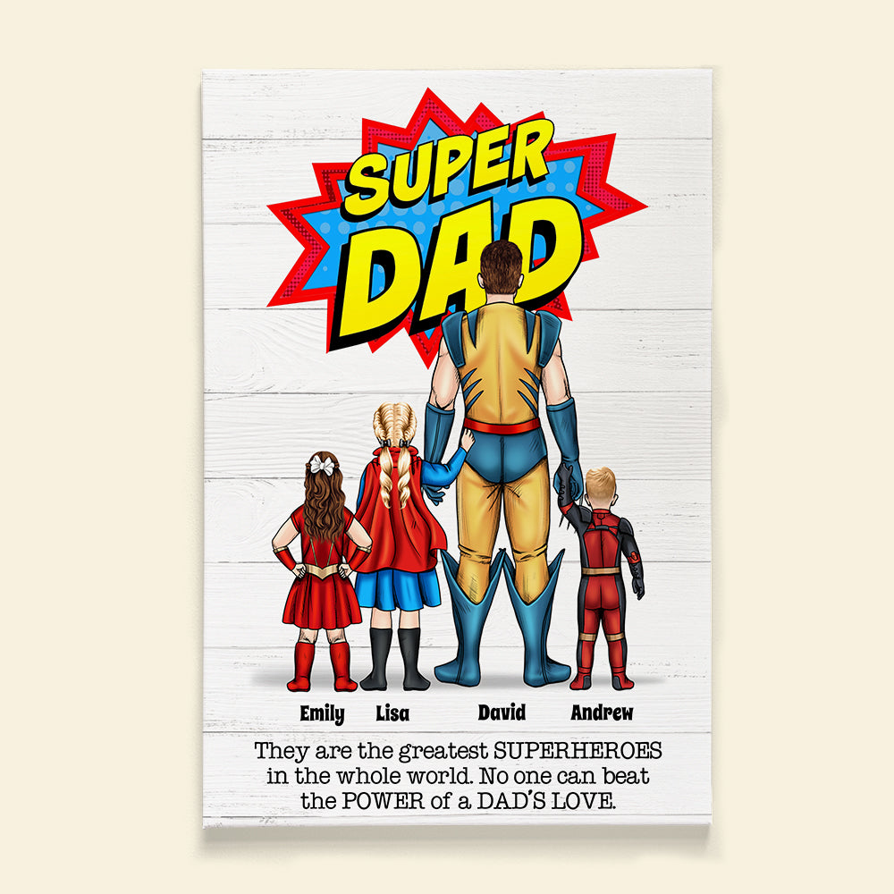 Personalized Gifts For Dad Canvas Poster No One Can Beat Super Dad Father's Day Gifts
