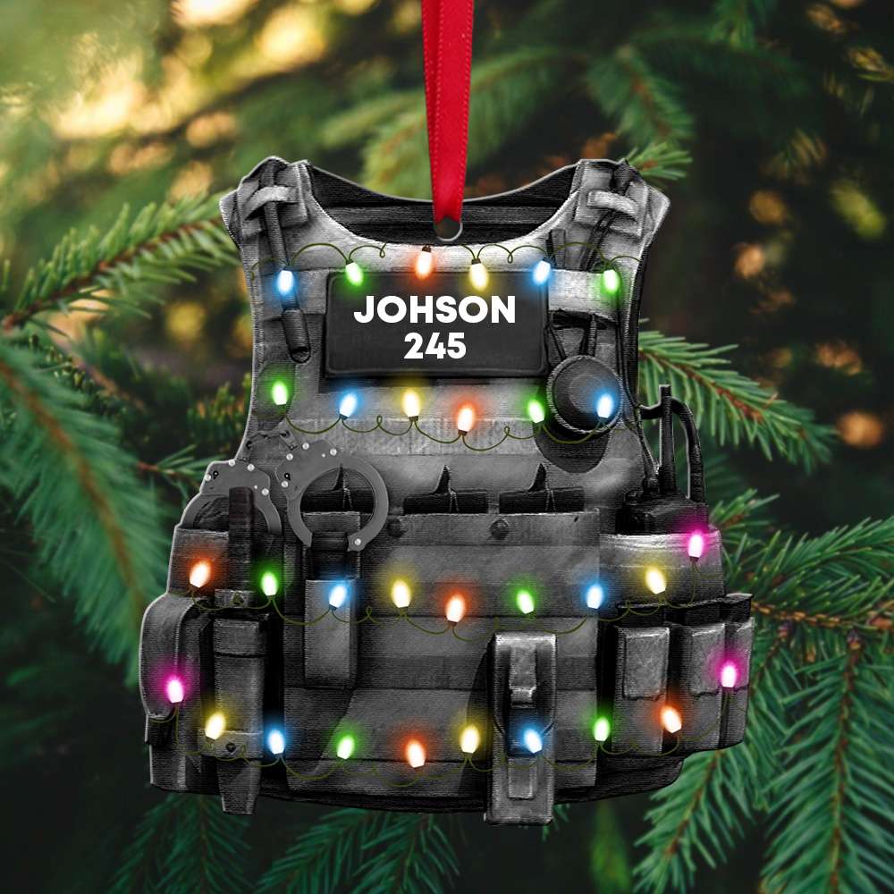 Police Bulletproof Vest Christmas -Personalized Christmas Ornament - Gift for Police