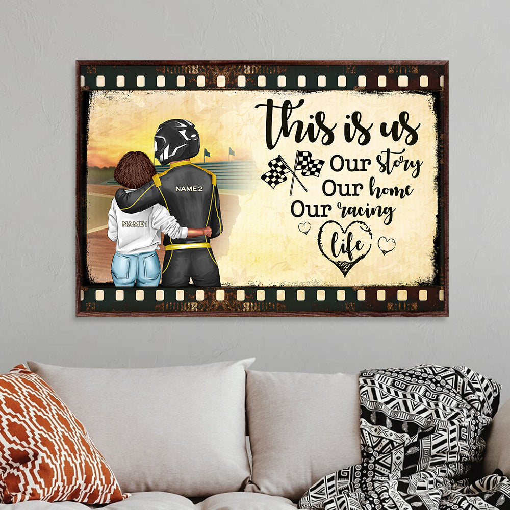 Personalized Racing Couple - Film Frame Canvas Prints - This Is Us, Our Story, Our Home, Our Racing Life dtracing2104