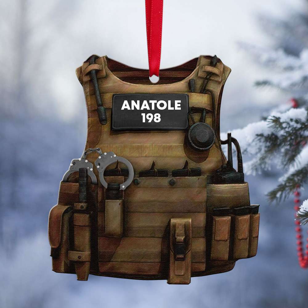 Police Bulletproof Vest Christmas -Personalized Christmas Ornament - Gift for Police