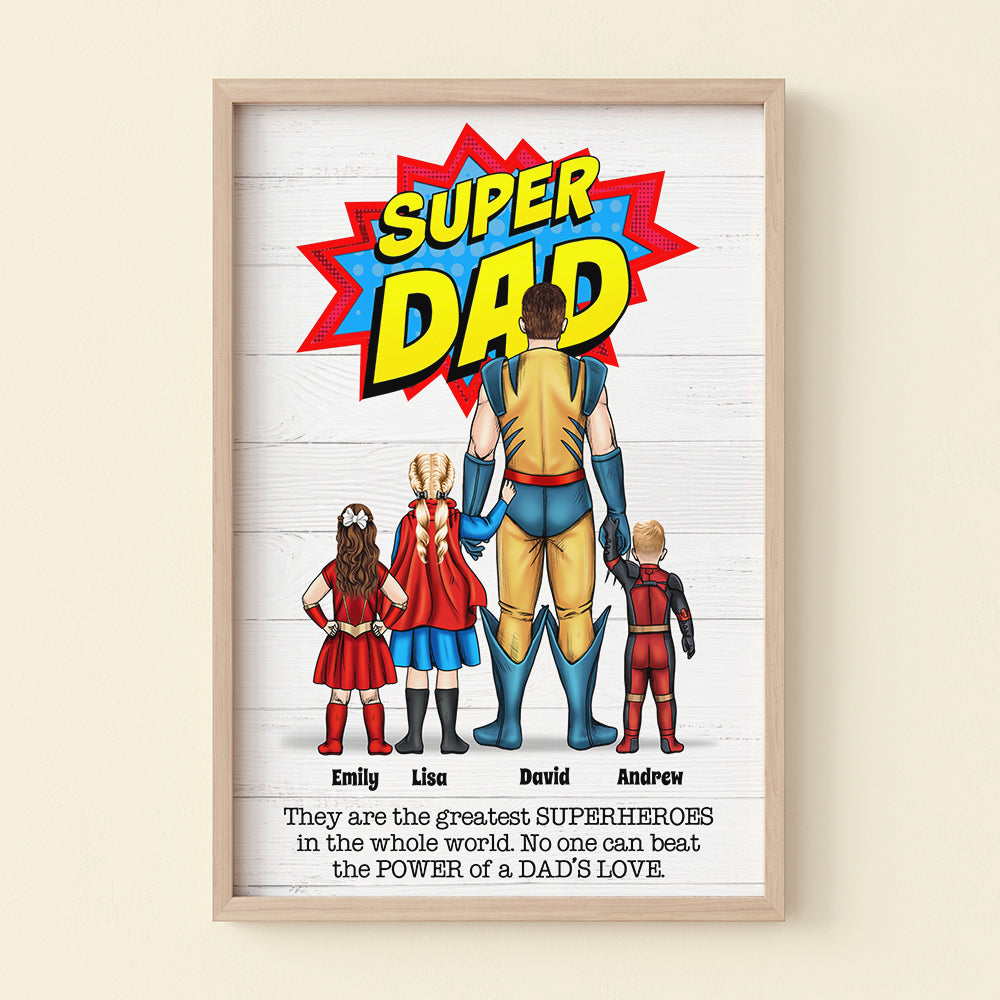 Personalized Gifts For Dad Canvas Poster No One Can Beat Super Dad Father's Day Gifts