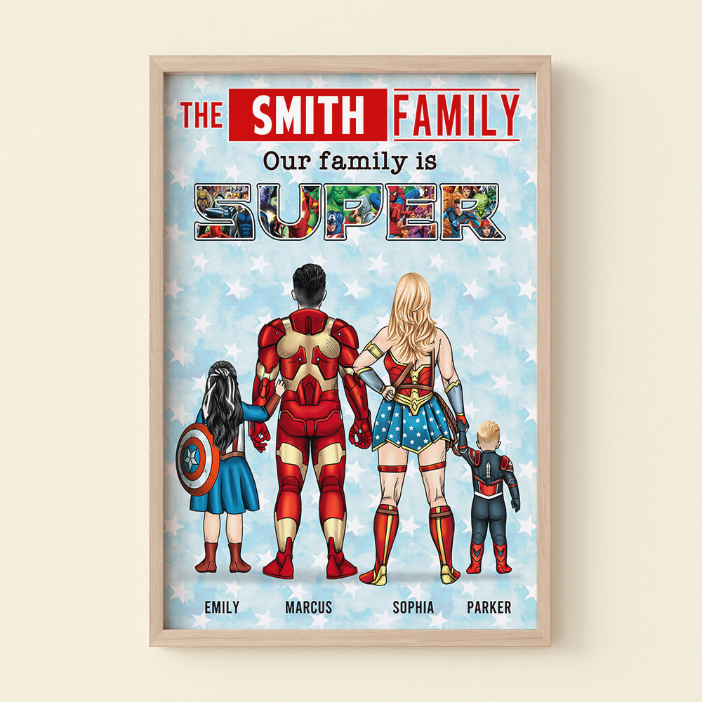 Our Family Is Super - Personalized Canvas Poster - Gifts For Father, Mother