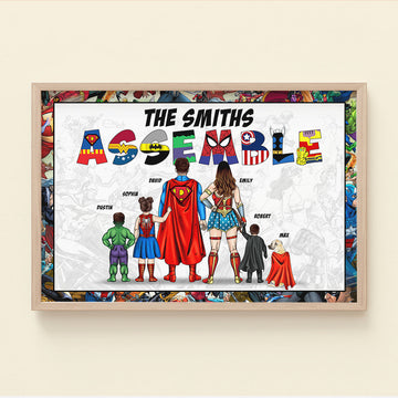 Assemble, The Super Family - Personalized Canvas Print - Gift For Family
