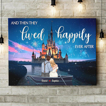 Happily Ever After - Dreaming Couple Canvas, Personalized Canvas Poster - Anniversary, Valentine's Day Gifts For Couple