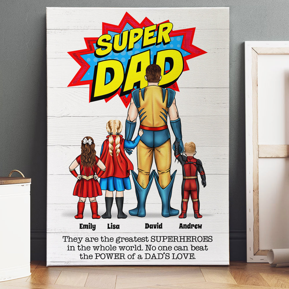 Personalized Gifts For Dad Canvas Poster No One Can Beat Super Dad Father's Day Gifts