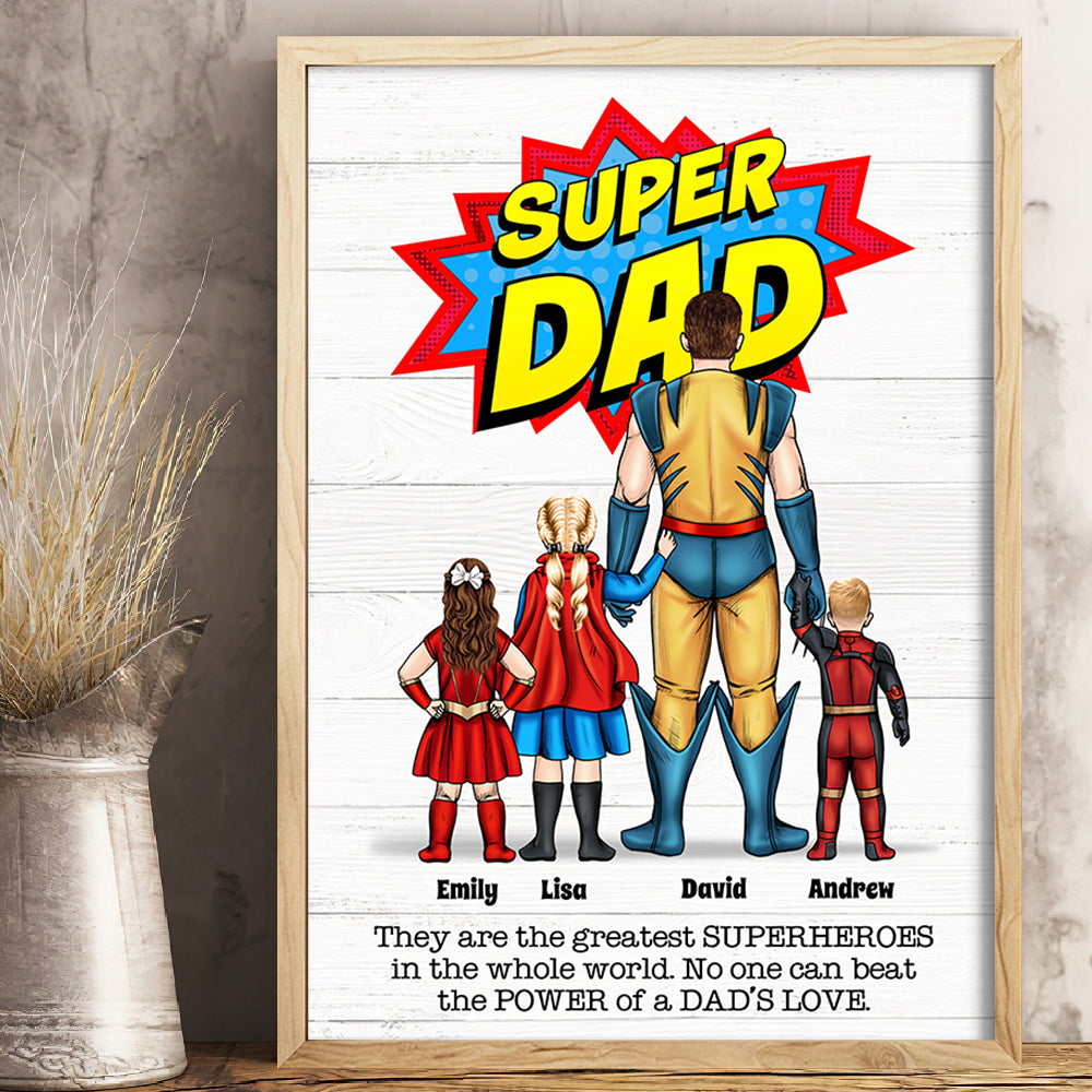 Personalized Gifts For Dad Canvas Poster No One Can Beat Super Dad Father's Day Gifts