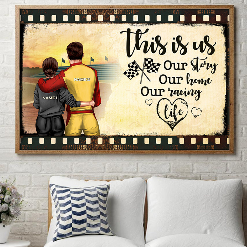Personalized Racing Couple - Film Frame Canvas Prints - This Is Us, Our Story, Our Home, Our Racing Life dtracing2104