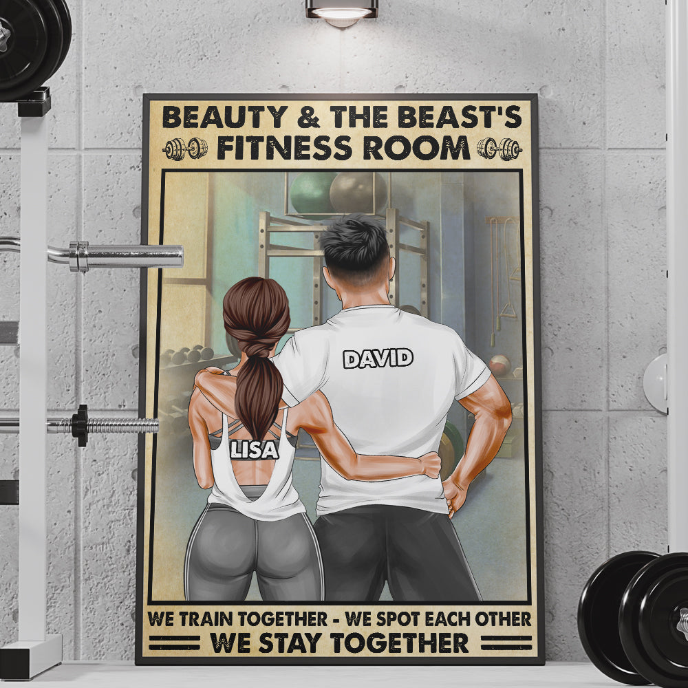 Beauty & The Beast's Fitness Room, Train Together - Personalized Poster & Canvas Prints - Vintage Gym Couple GYM2104