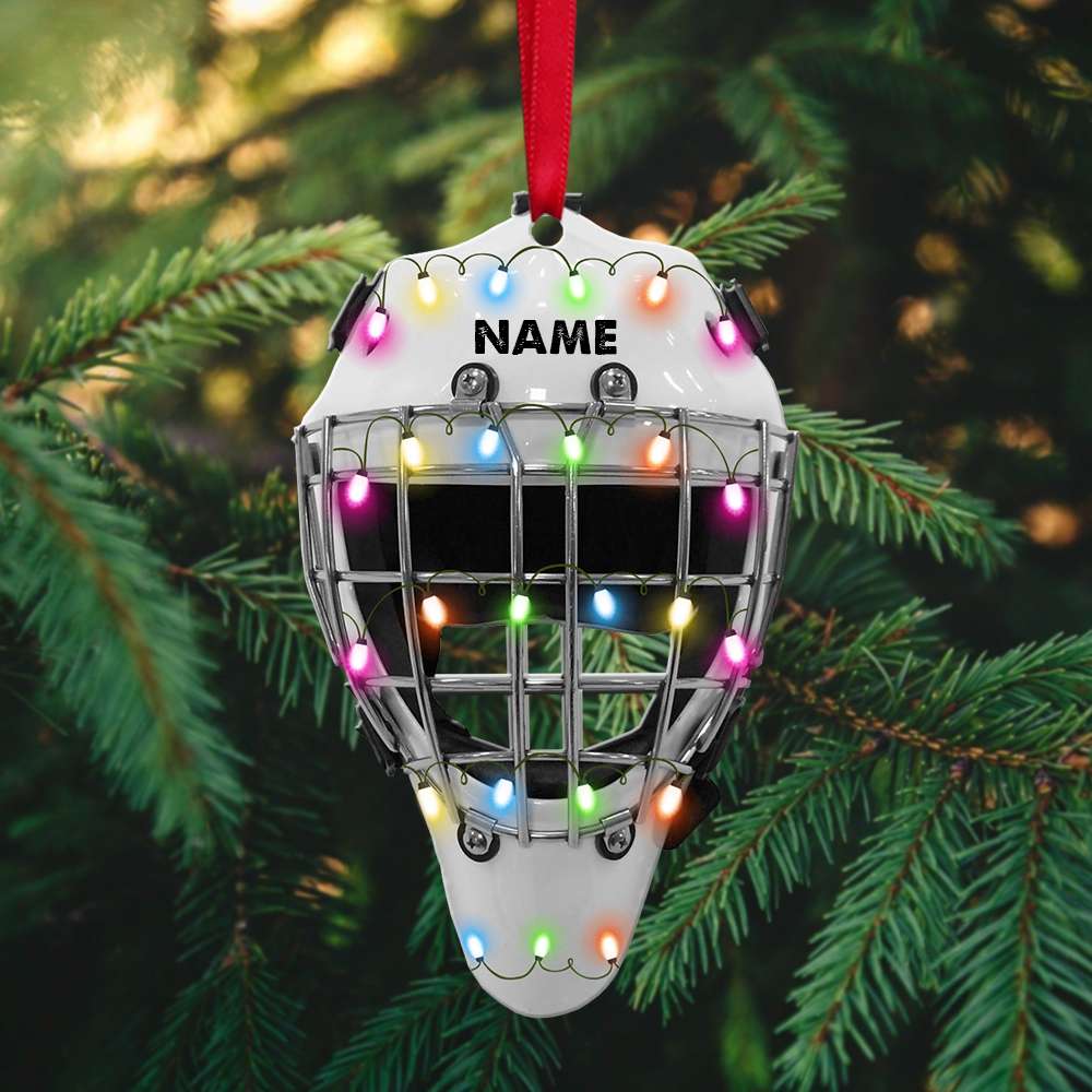 Hockey Helmet Ornament - Personalized Christmas Gifts For Hockey Lovers