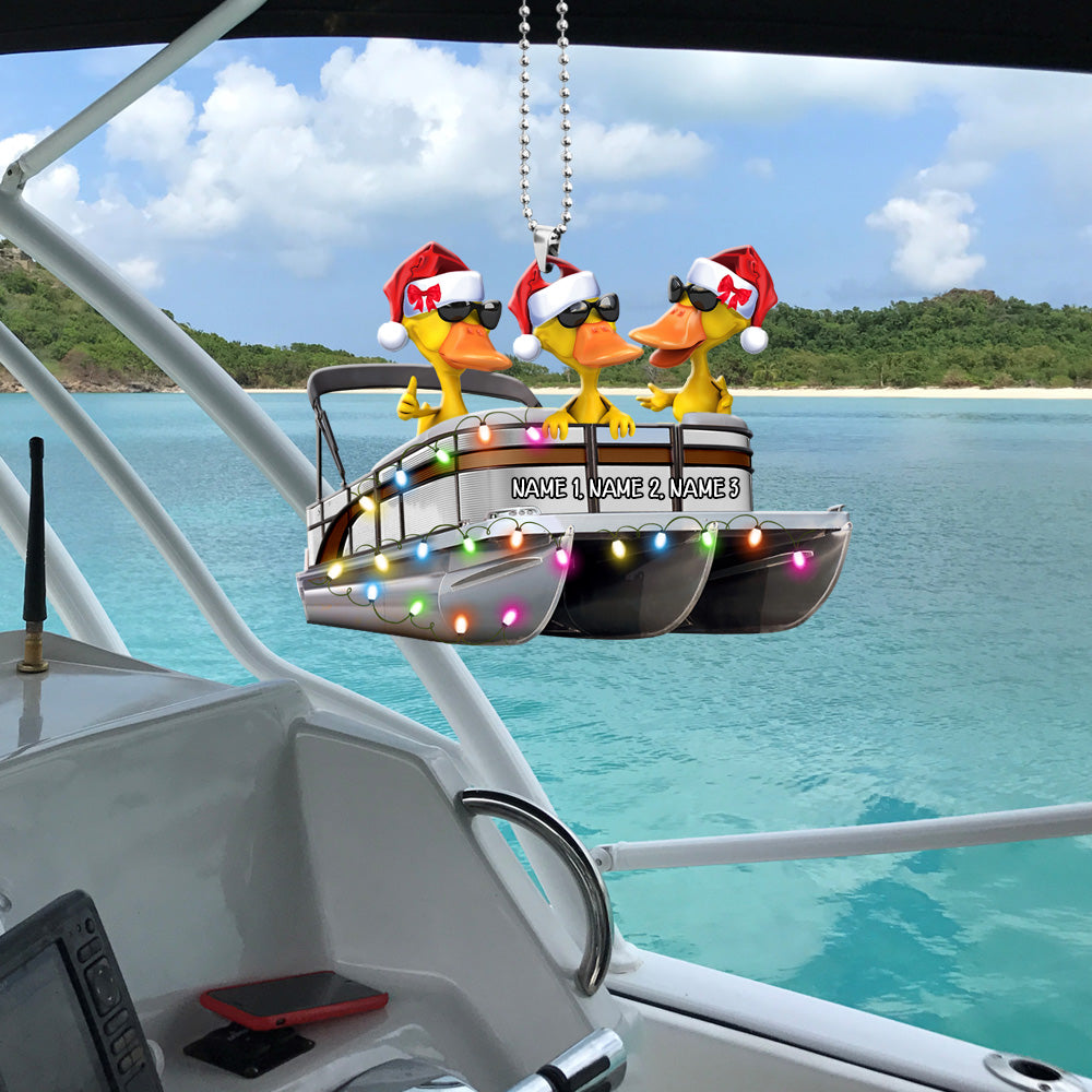 Pontoon Yellow Duck Duck Personalized Christmas Car Ornament 07qhqn0510