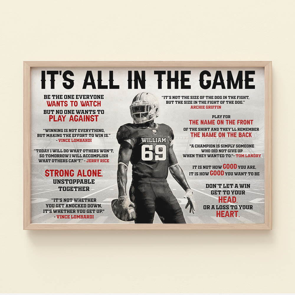 Retro American Football Poster With Custom Player's Name/Number