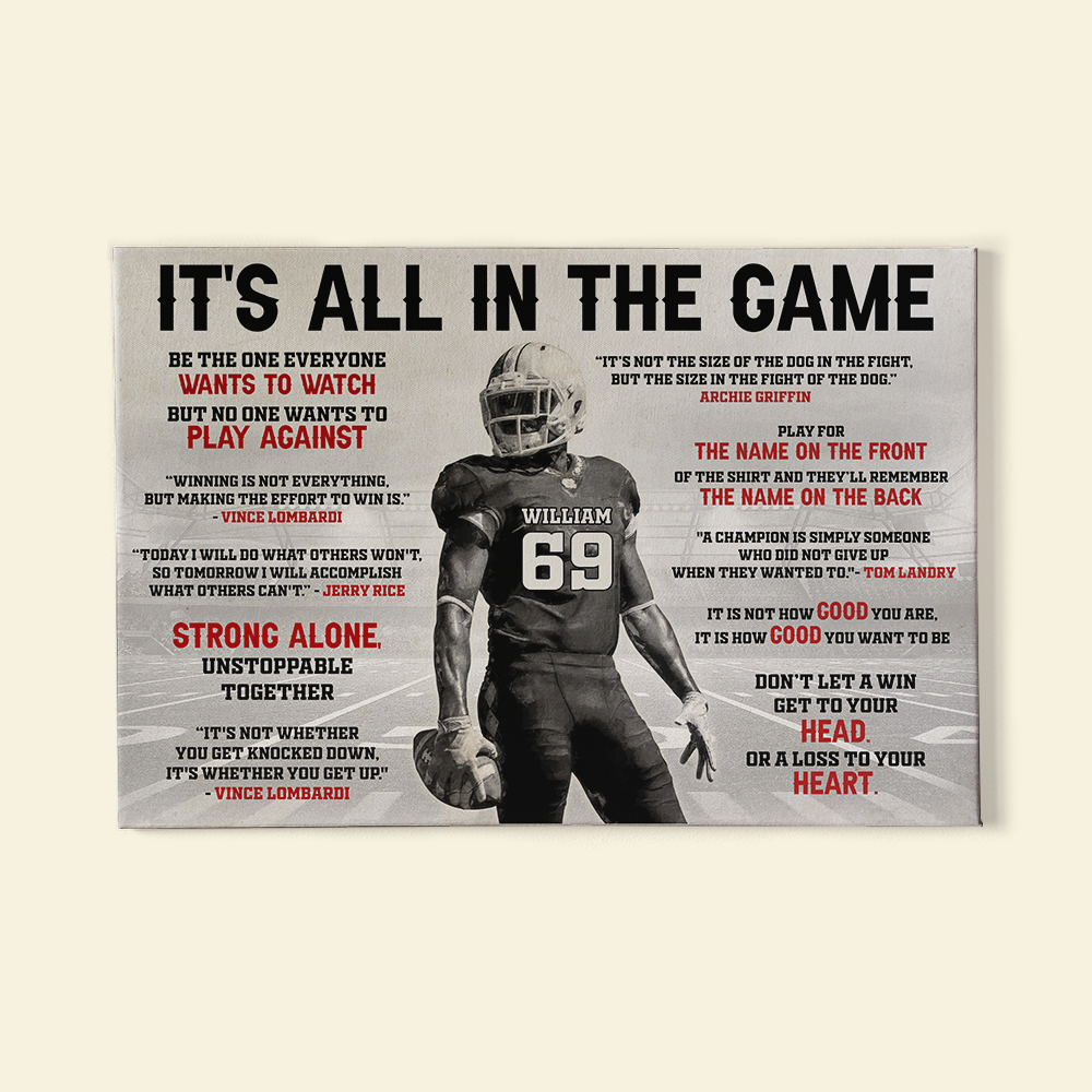 Retro American Football Poster With Custom Player's Name/Number
