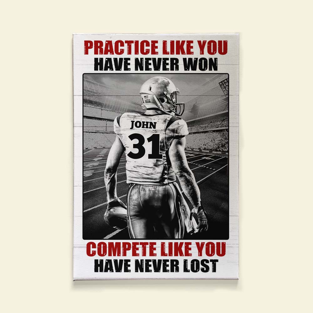 Vintage American Football Player Poster - Custom Quote Saying, Name & Number