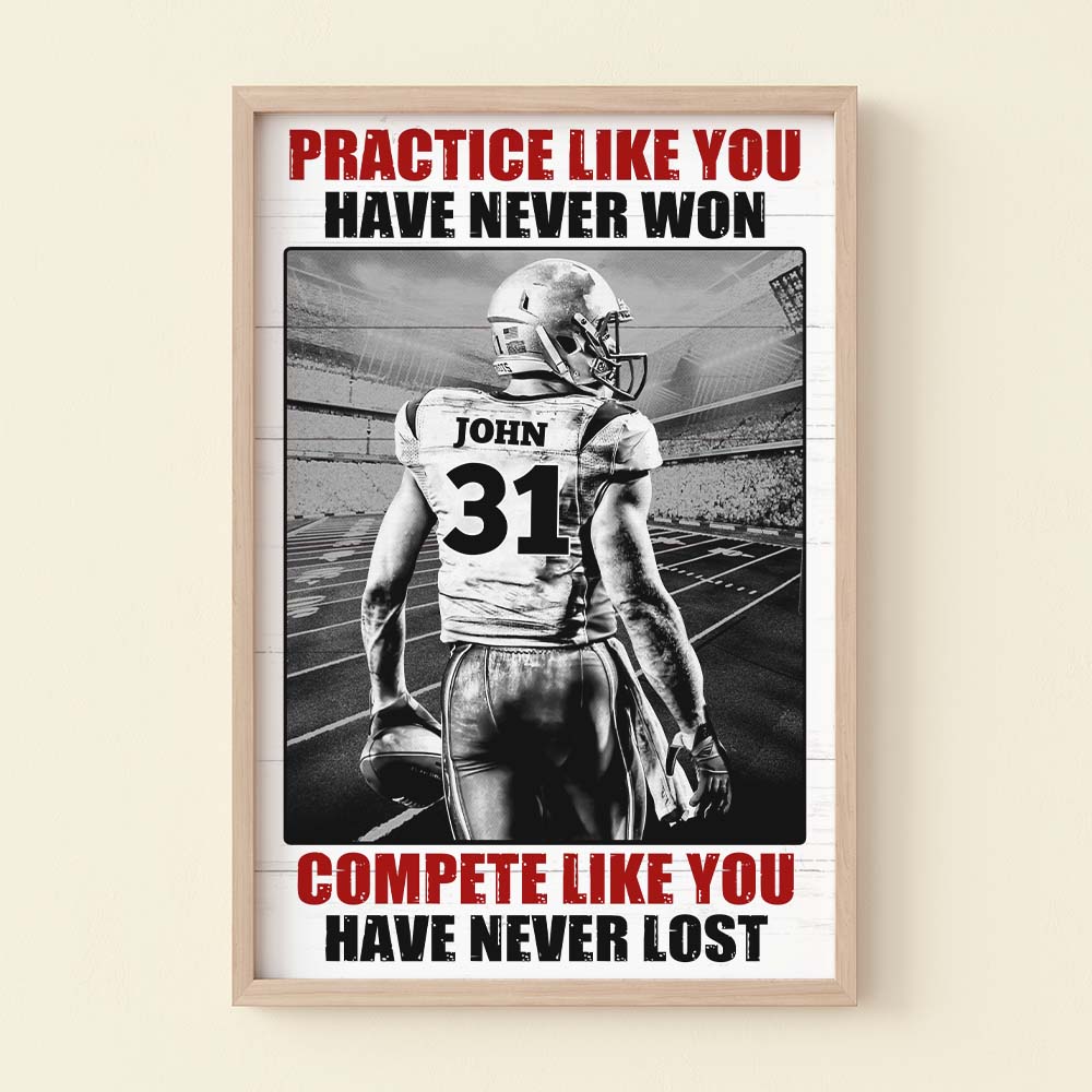 Vintage American Football Player Poster - Custom Quote Saying, Name & Number