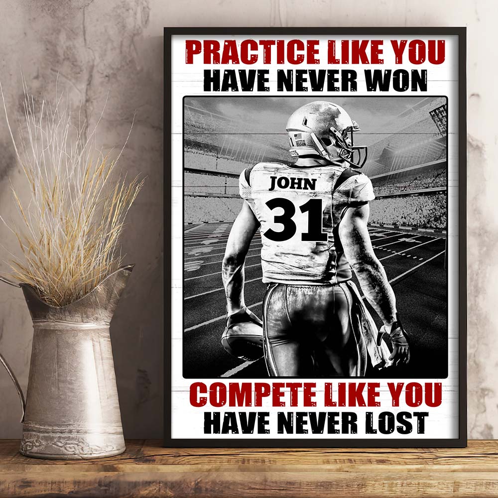 Vintage American Football Player Poster - Custom Quote Saying, Name & Number