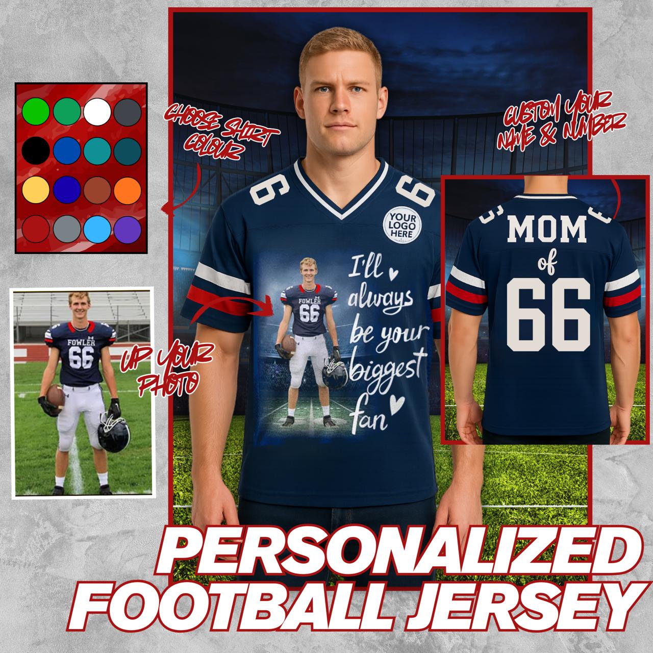 Custom Photo Football Game Day Football Jersey Gift For Football Lovers - Personalized Gift For Football Player