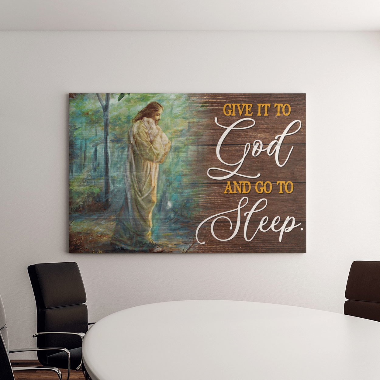 PresentsPrints, Give it to God and go to sleep - Jesus Landscape Canvas Prints