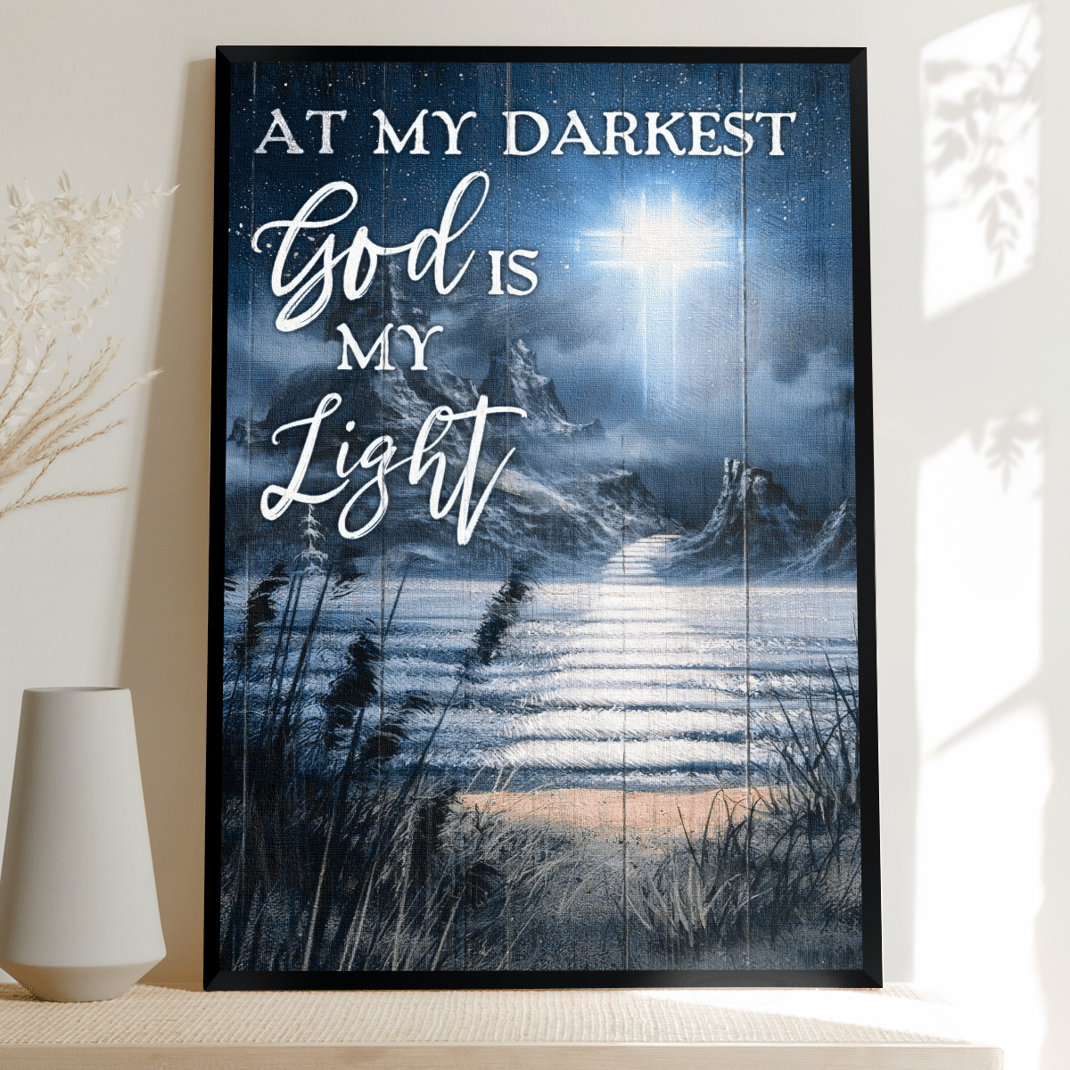 PresentsPrints, At my darkest GOD is my light - Jesus Portrait Canvas Prints