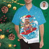 Custom Face Christmas Hat Men&#39;s Hawaiian Shirt