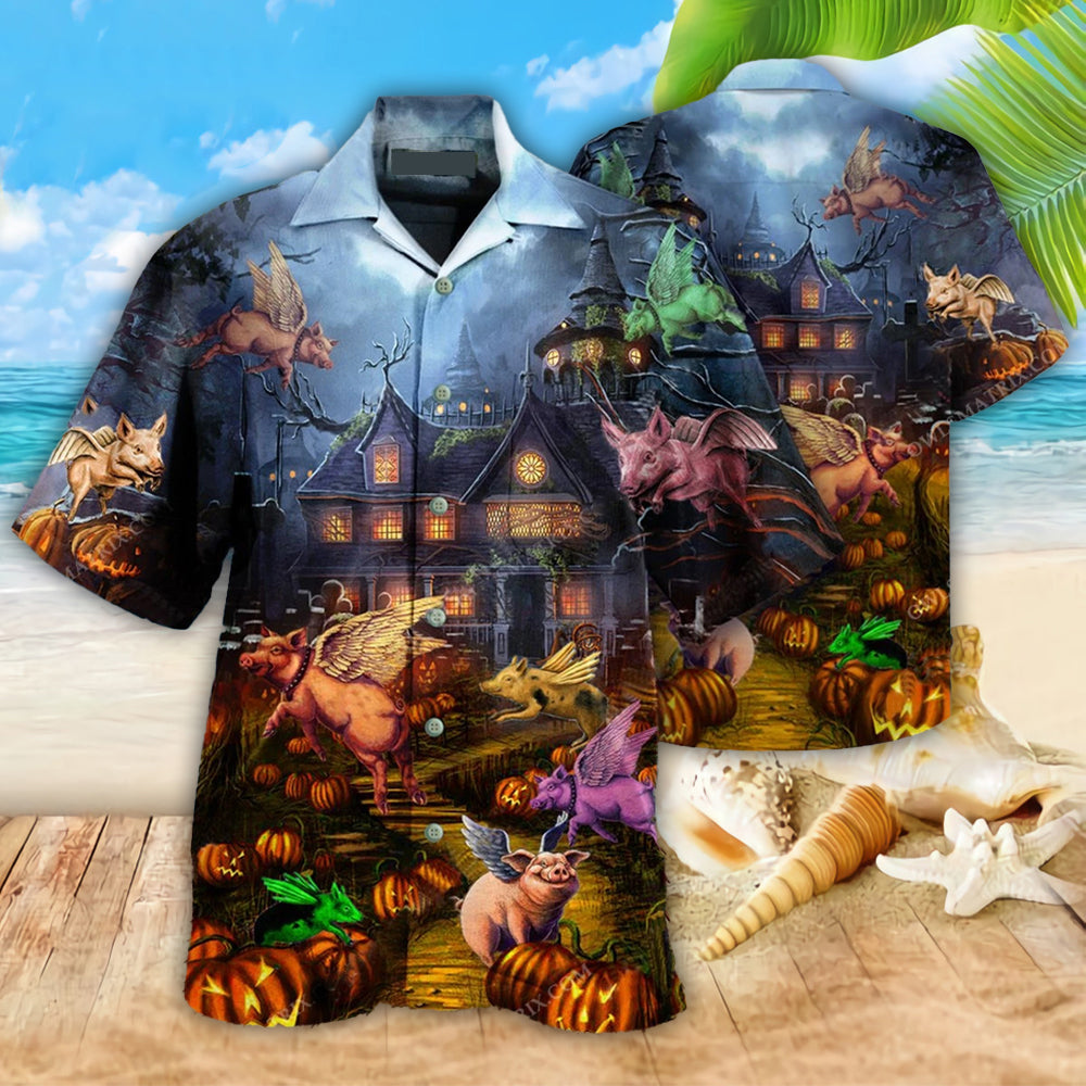PresentsPrint, Halloween When Pigs Fly Hawaiian Shirt, Aloha Shirt