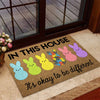 PresentsPrints, In This House Easter Day - Autism Awareness Doormat