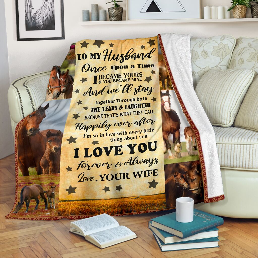Gift For Husband Blanket, Horse To My Husband I Love You Forever And Always - Love From Wife