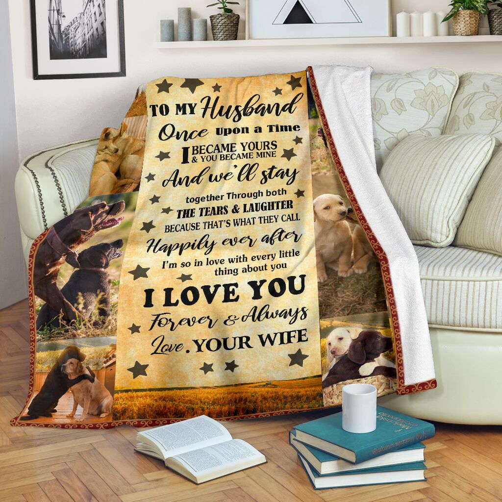 I Love You Husband Labrador Fleece Blanket - Quilt Blanket
