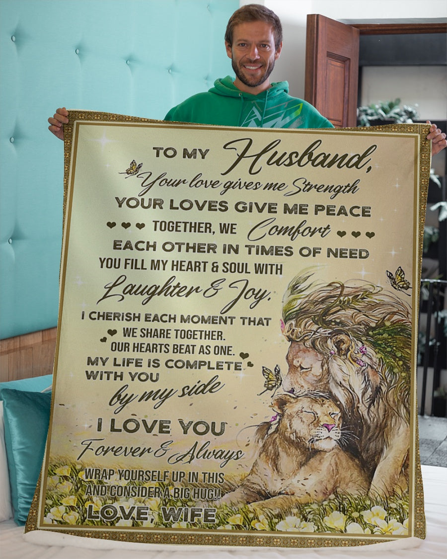 Gift For Husband Blanket, To My Husband Love You Forever Lion